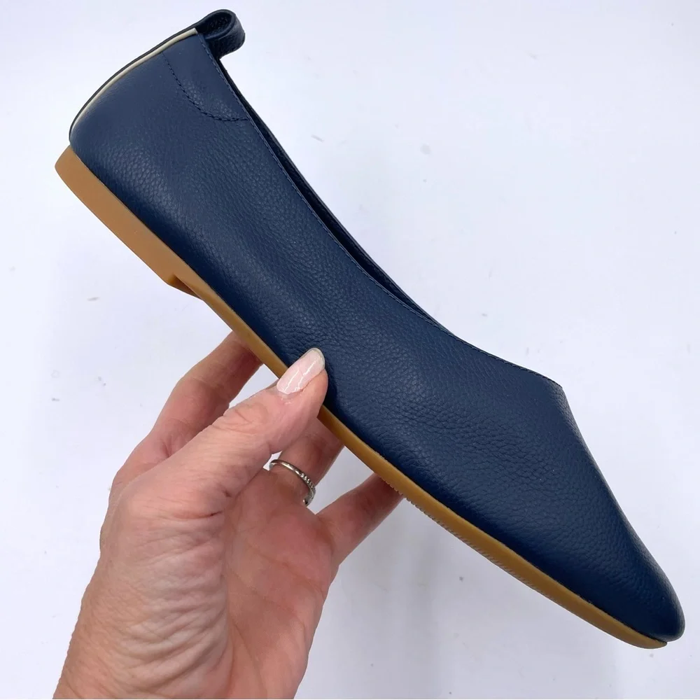 Everlane Navy Leather Ballet Flats